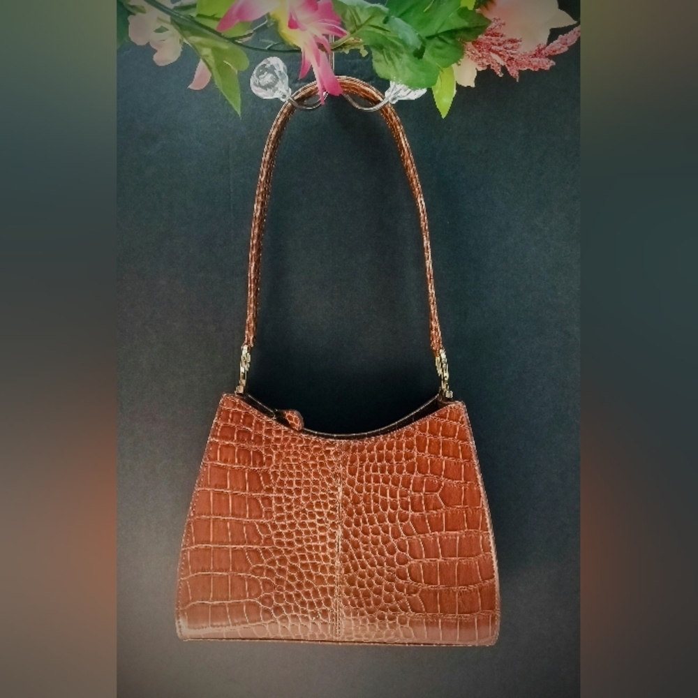 Liz Claiborne Brown Leather Purse with Shoulder Strap